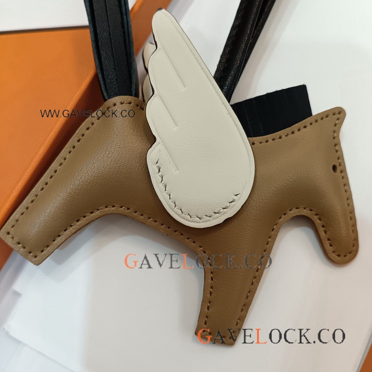 Copy Hermes Rodeo Pegasus Leather Milk tea-White-Black